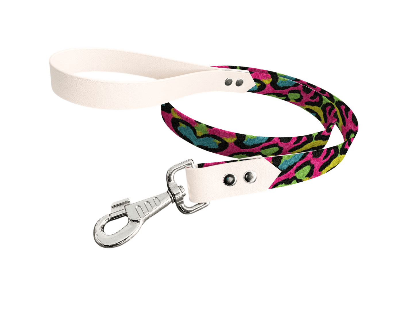 L'atelier du Fourmilier Laisse bicolore longe imprimée 259 / 19mm Laisse bicolore en BioThane® avec longe imprimée – Collection Fourrure et pelage - Coloris au choix