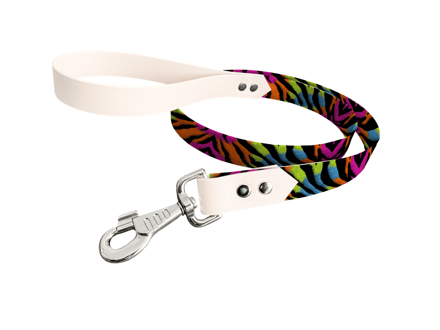 L'atelier du Fourmilier Laisse bicolore longe imprimée 261 / 19mm Laisse bicolore en BioThane® avec longe imprimée – Collection Fourrure et pelage - Coloris au choix