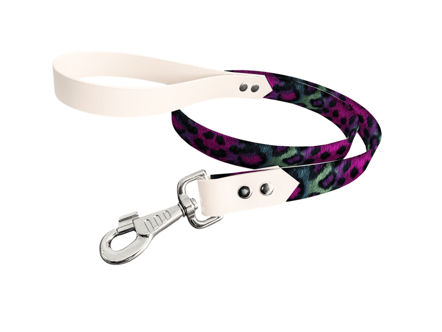 L'atelier du Fourmilier Laisse bicolore longe imprimée 263 / 19mm Laisse bicolore en BioThane® avec longe imprimée – Collection Fourrure et pelage - Coloris au choix