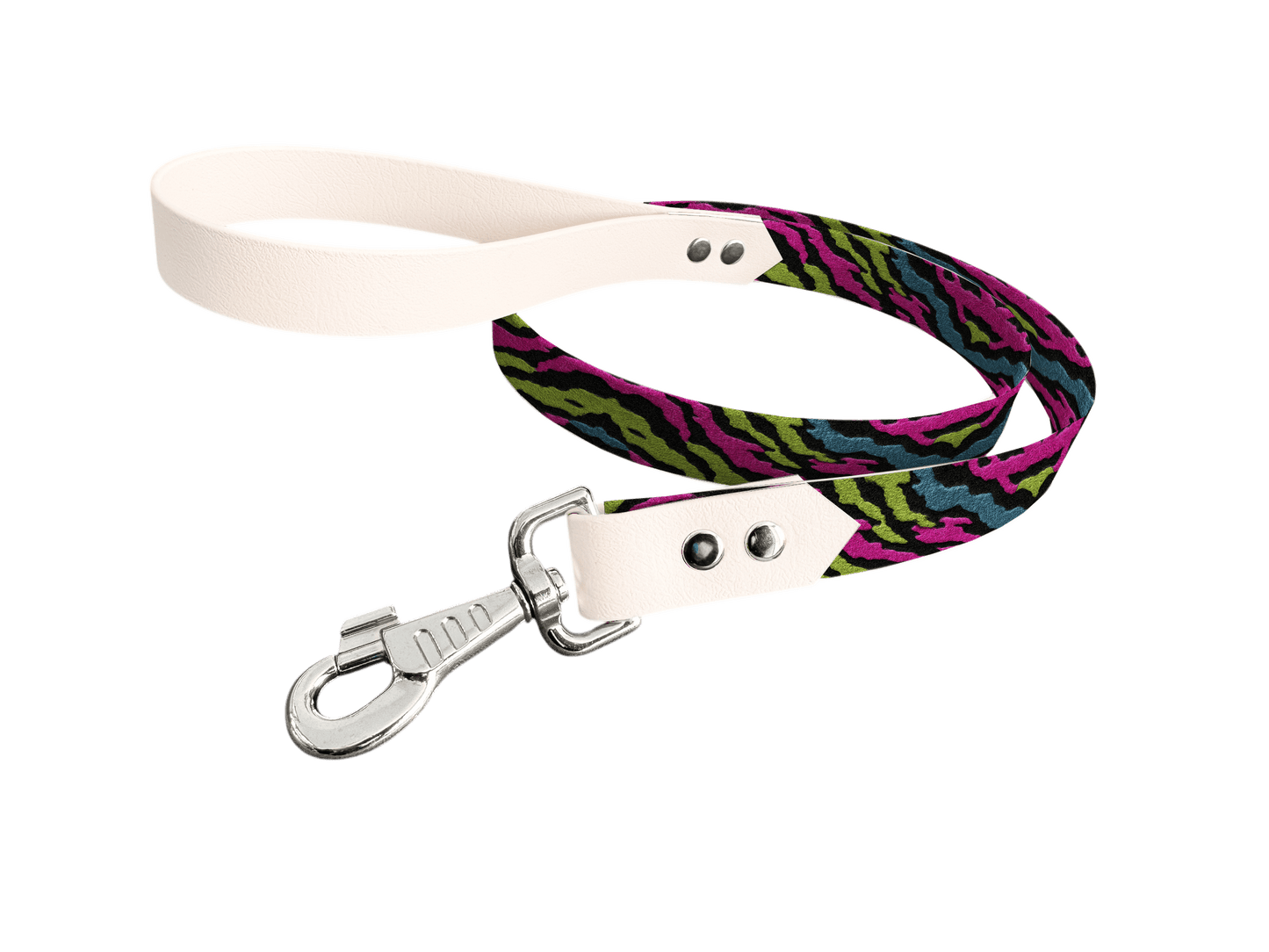 L'atelier du Fourmilier Laisse bicolore longe imprimée 265 / 19mm Laisse bicolore en BioThane® avec longe imprimée – Collection Fourrure et pelage - Coloris au choix