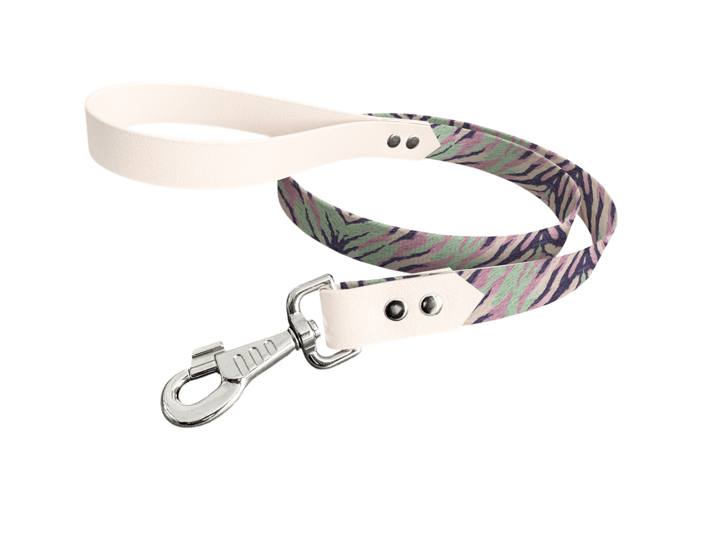 L'atelier du Fourmilier Laisse bicolore longe imprimée 266 / 19mm Laisse bicolore en BioThane® avec longe imprimée – Collection Fourrure et pelage - Coloris au choix