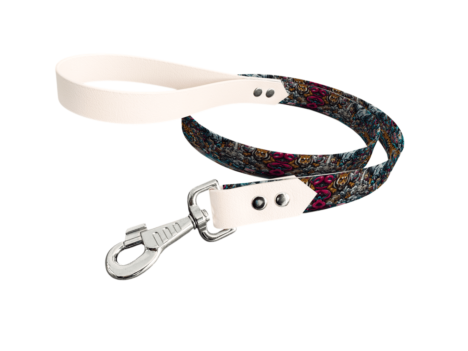 L'atelier du Fourmilier Laisse bicolore longe imprimée 27 / 19mm Laisse bicolore en BioThane® avec longe imprimée – Collection Pop Art- Coloris au choix