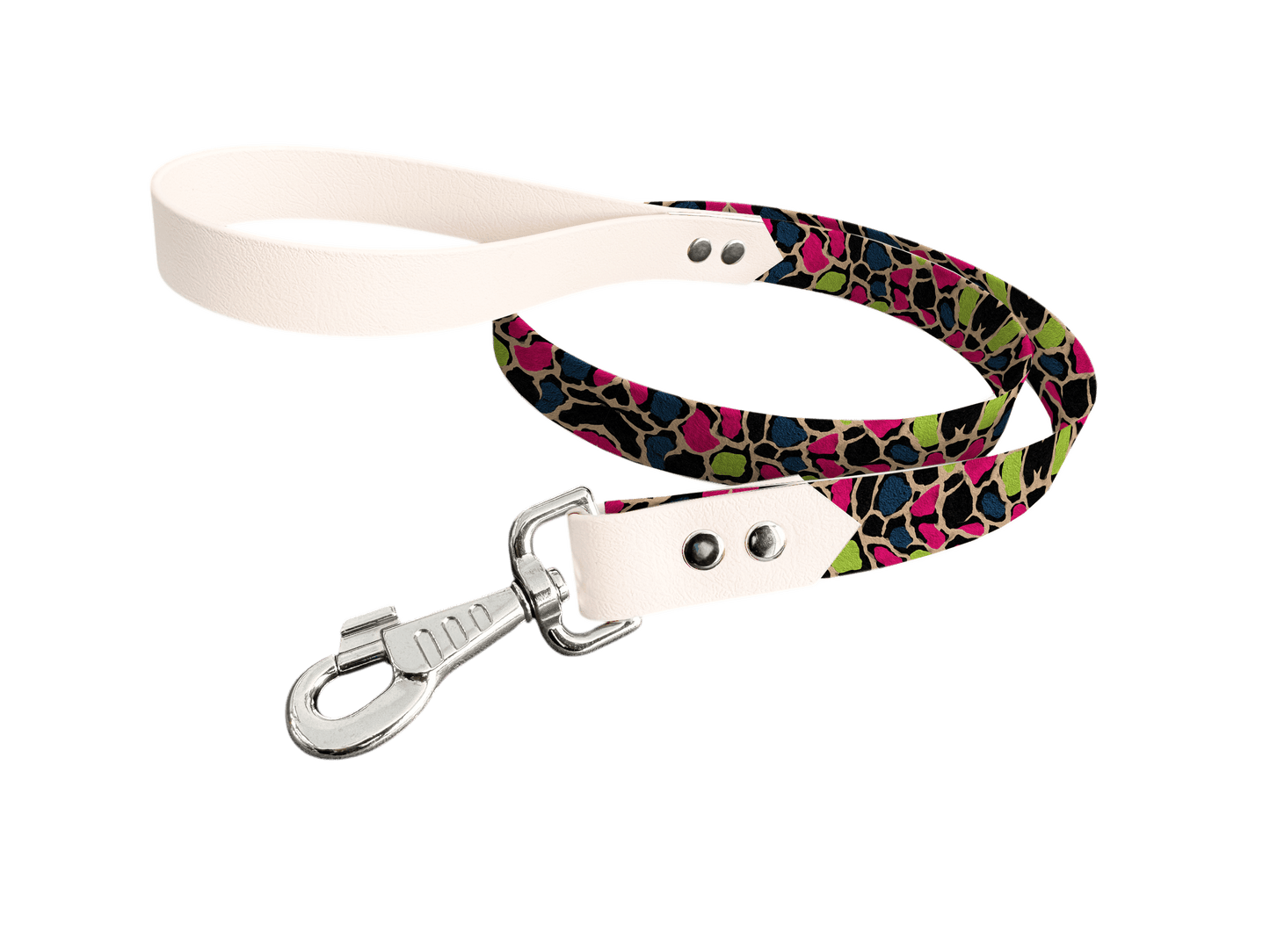 L'atelier du Fourmilier Laisse bicolore longe imprimée 270 / 19mm Laisse bicolore en BioThane® avec longe imprimée – Collection Fourrure et pelage - Coloris au choix