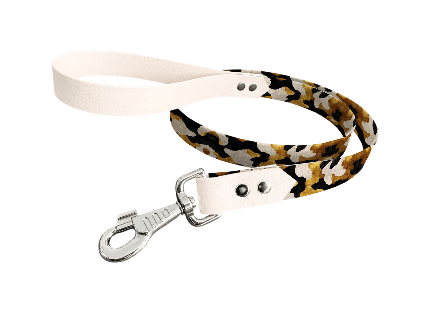 L'atelier du Fourmilier Laisse bicolore longe imprimée 271 / 19mm Laisse bicolore en BioThane® avec longe imprimée – Collection Fourrure et pelage - Coloris au choix