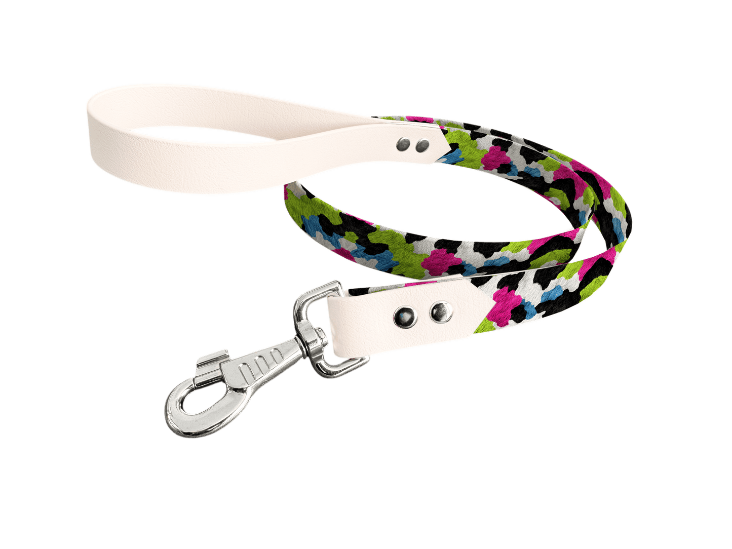 L'atelier du Fourmilier Laisse bicolore longe imprimée 272 / 19mm Laisse bicolore en BioThane® avec longe imprimée – Collection Fourrure et pelage - Coloris au choix