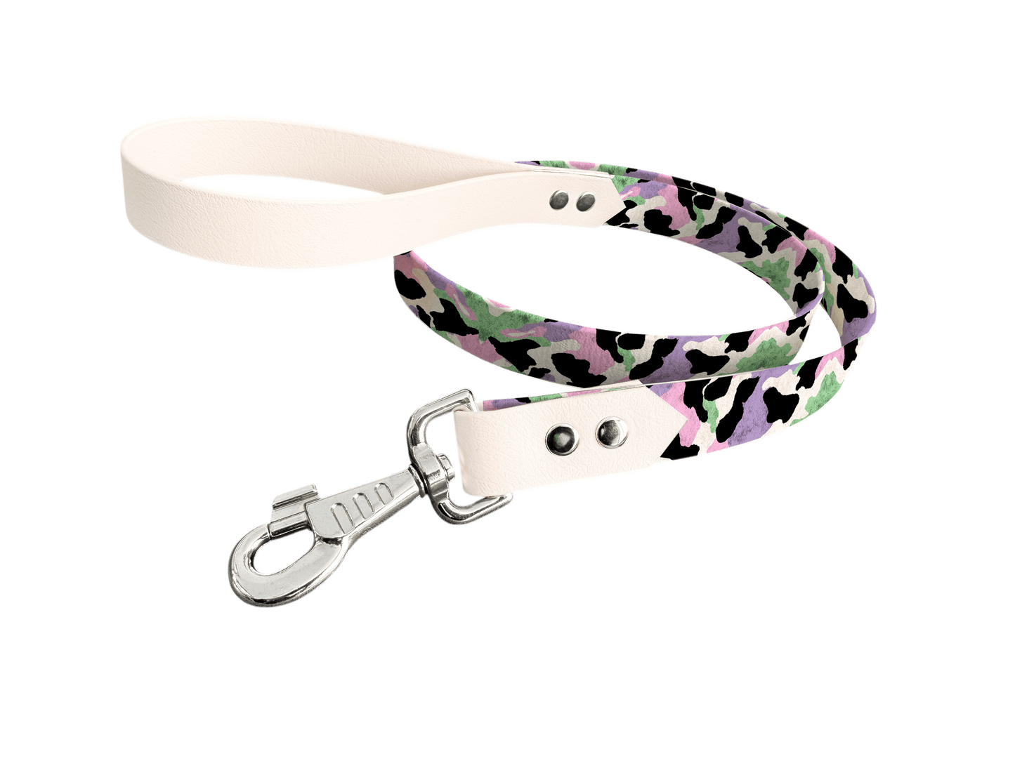 L'atelier du Fourmilier Laisse bicolore longe imprimée 273 / 19mm Laisse bicolore en BioThane® avec longe imprimée – Collection Fourrure et pelage - Coloris au choix