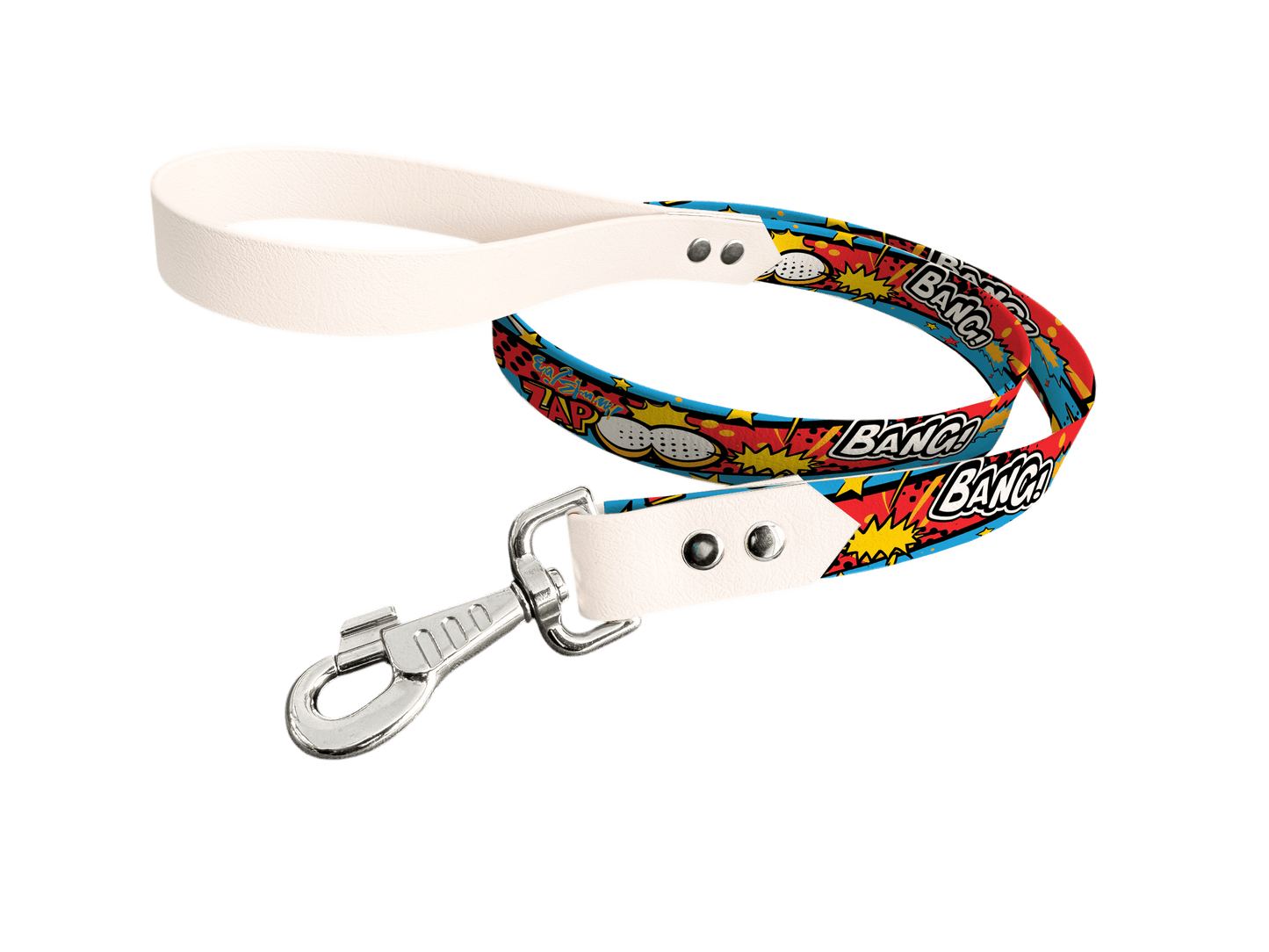 L'atelier du Fourmilier Laisse bicolore longe imprimée 303 / 19mm Laisse bicolore en BioThane® avec longe imprimée – Collection Pop Art- Coloris au choix