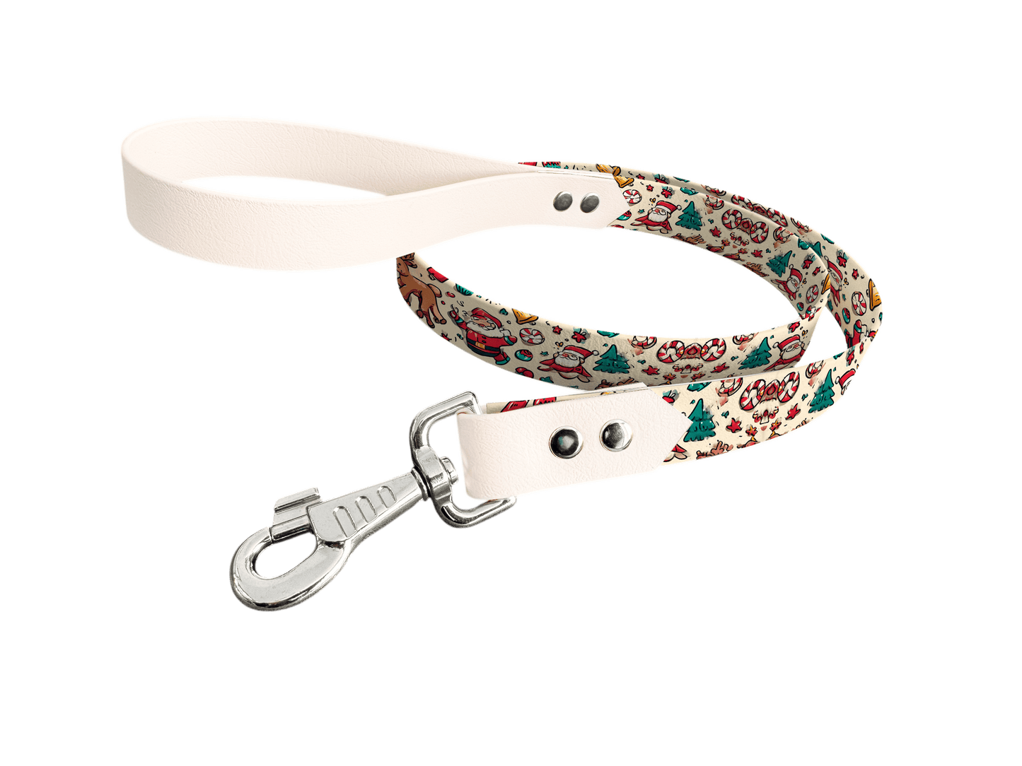 L'atelier du Fourmilier Laisse bicolore longe imprimée 308 / 19mm Laisse bicolore en BioThane® avec longe imprimée – Collection Noël - Coloris au choix
