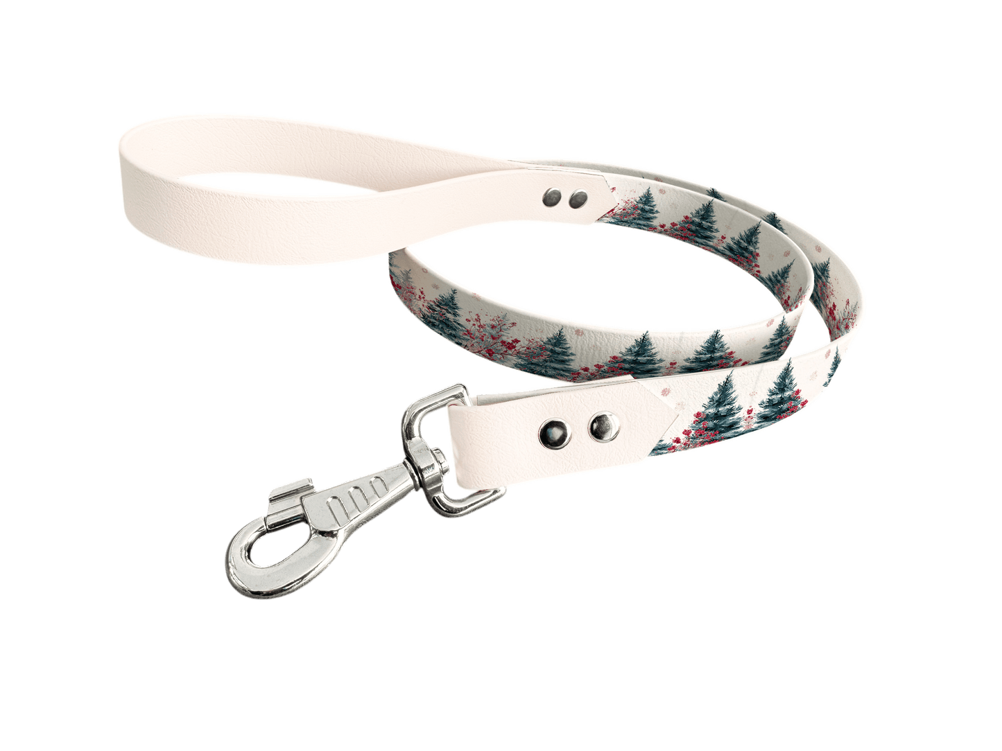 L'atelier du Fourmilier Laisse bicolore longe imprimée 309 / 19mm Laisse bicolore en BioThane® avec longe imprimée – Collection Noël - Coloris au choix