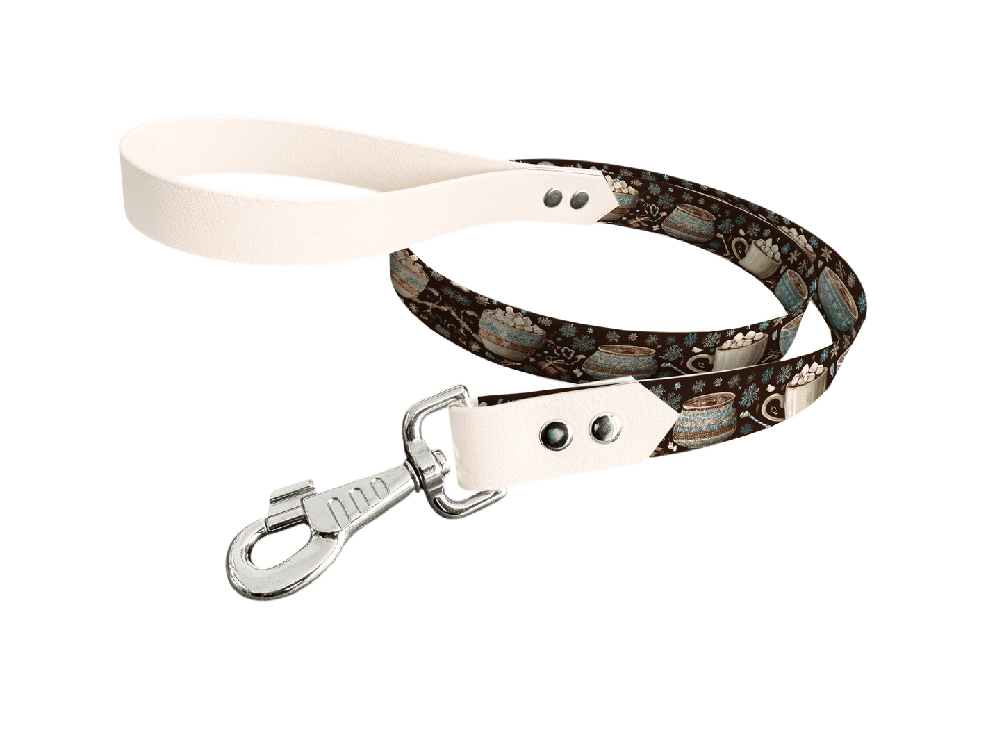 L'atelier du Fourmilier Laisse bicolore longe imprimée 312 / 19mm Laisse bicolore en BioThane® avec longe imprimée – Collection Noël - Coloris au choix