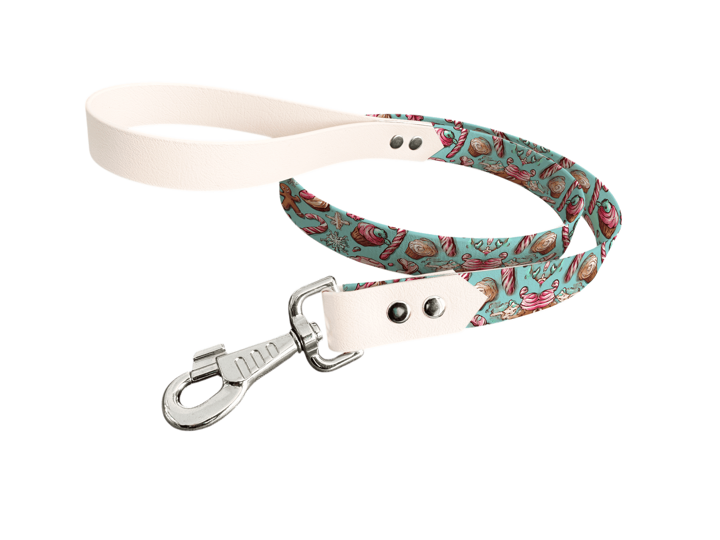 L'atelier du Fourmilier Laisse bicolore longe imprimée 313 / 19mm Laisse bicolore en BioThane® avec longe imprimée – Collection Noël - Coloris au choix