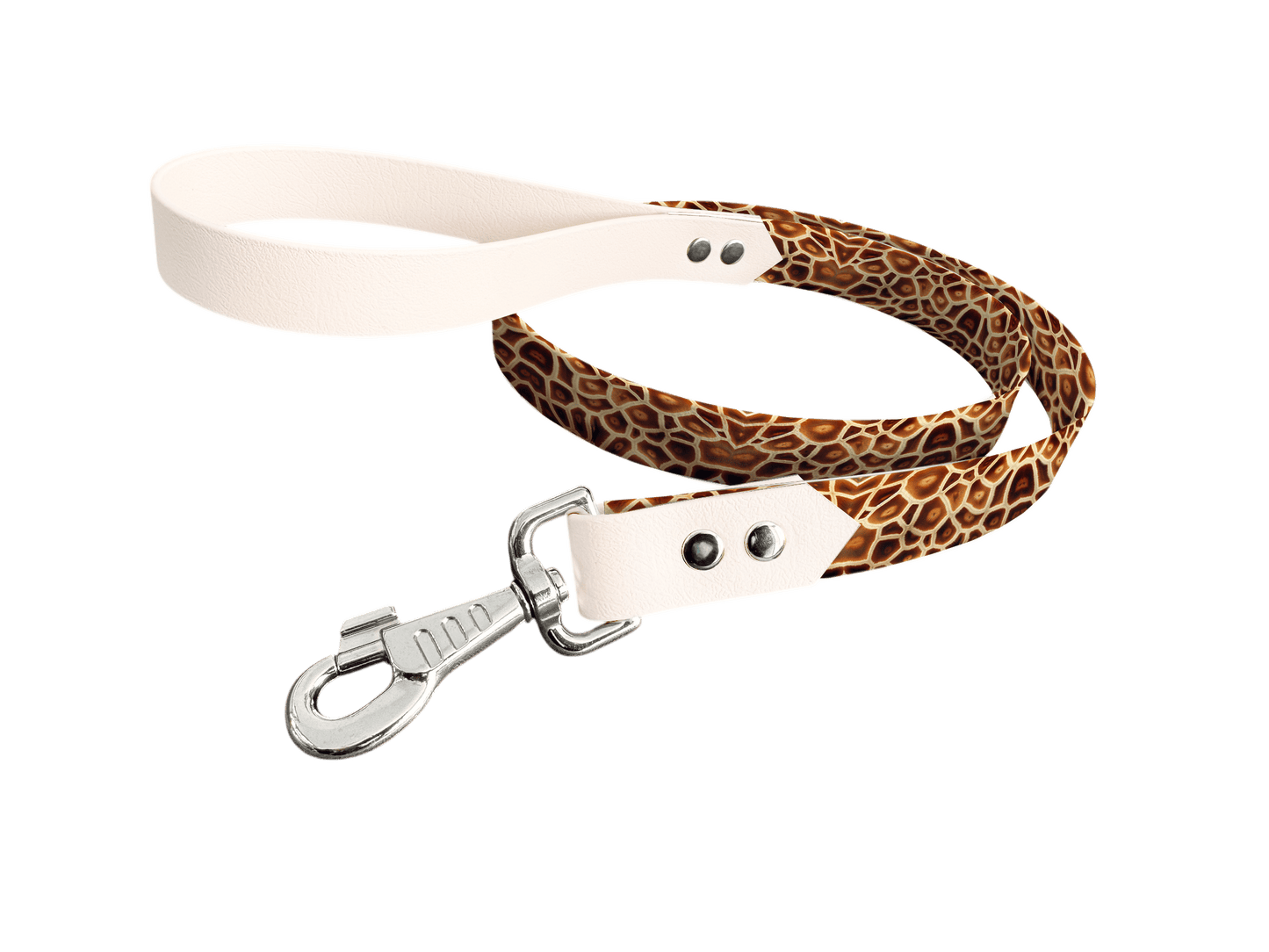 L'atelier du Fourmilier Laisse bicolore longe imprimée 32 / 19mm Laisse bicolore en BioThane® avec longe imprimée – Collection Fourrure et pelage - Coloris au choix