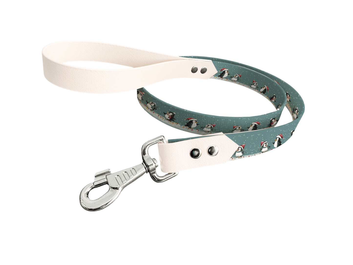 L'atelier du Fourmilier Laisse bicolore longe imprimée 321 / 19mm Laisse bicolore en BioThane® avec longe imprimée – Collection Noël - Coloris au choix