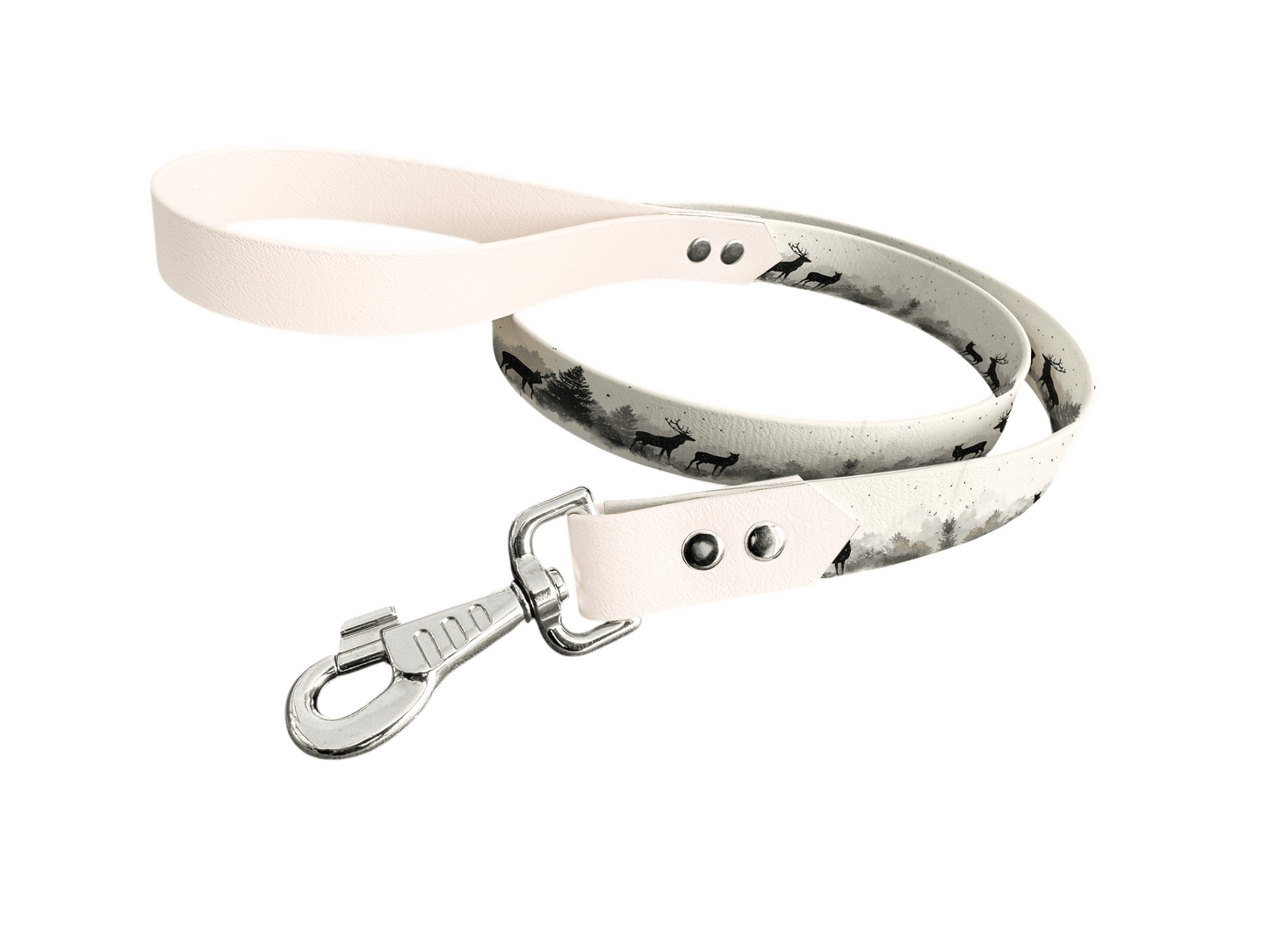 L'atelier du Fourmilier Laisse bicolore longe imprimée 324 / 19mm Laisse bicolore en BioThane® avec longe imprimée – Collection Noël - Coloris au choix