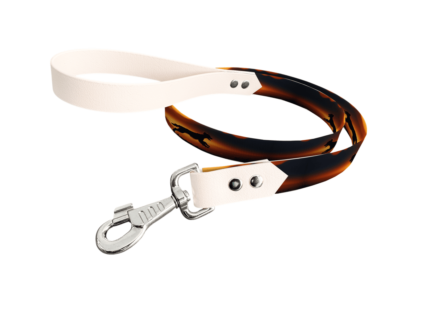 L'atelier du Fourmilier Laisse bicolore longe imprimée 33 / 19mm Laisse bicolore en BioThane® avec longe imprimée – Collection Chiens- Coloris au choix