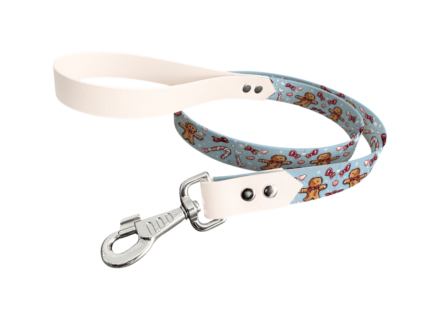 L'atelier du Fourmilier Laisse bicolore longe imprimée 334 / 19mm Laisse bicolore en BioThane® avec longe imprimée – Collection Noël - Coloris au choix