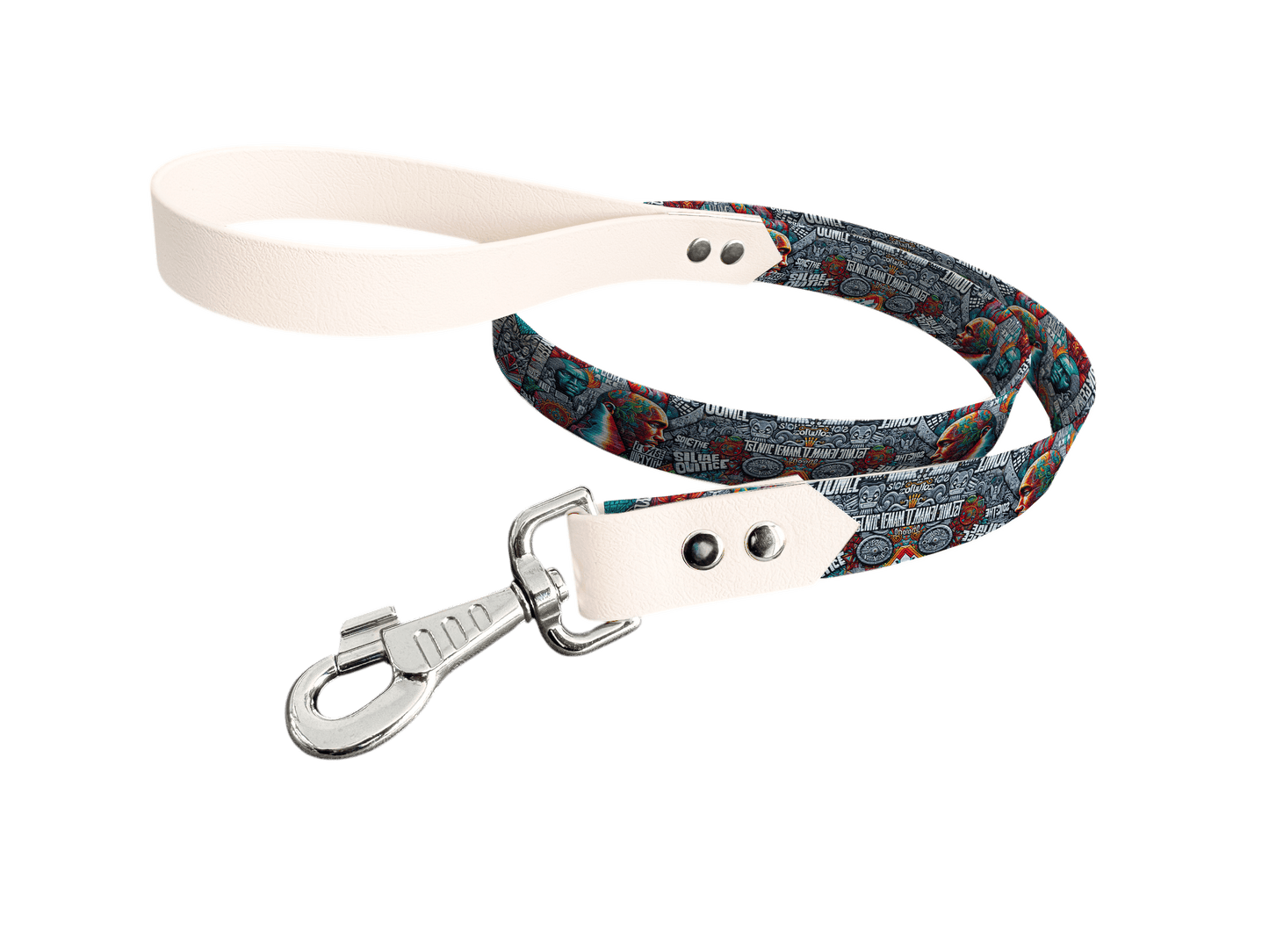 L'atelier du Fourmilier Laisse bicolore longe imprimée 34 / 19mm Laisse bicolore en BioThane® avec longe imprimée – Collection Pop Art- Coloris au choix