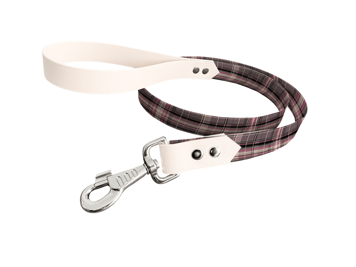 L'atelier du Fourmilier Laisse bicolore longe imprimée 384 / 19mm Laisse bicolore en BioThane® avec longe imprimée – Collection Tartan- Coloris au choix