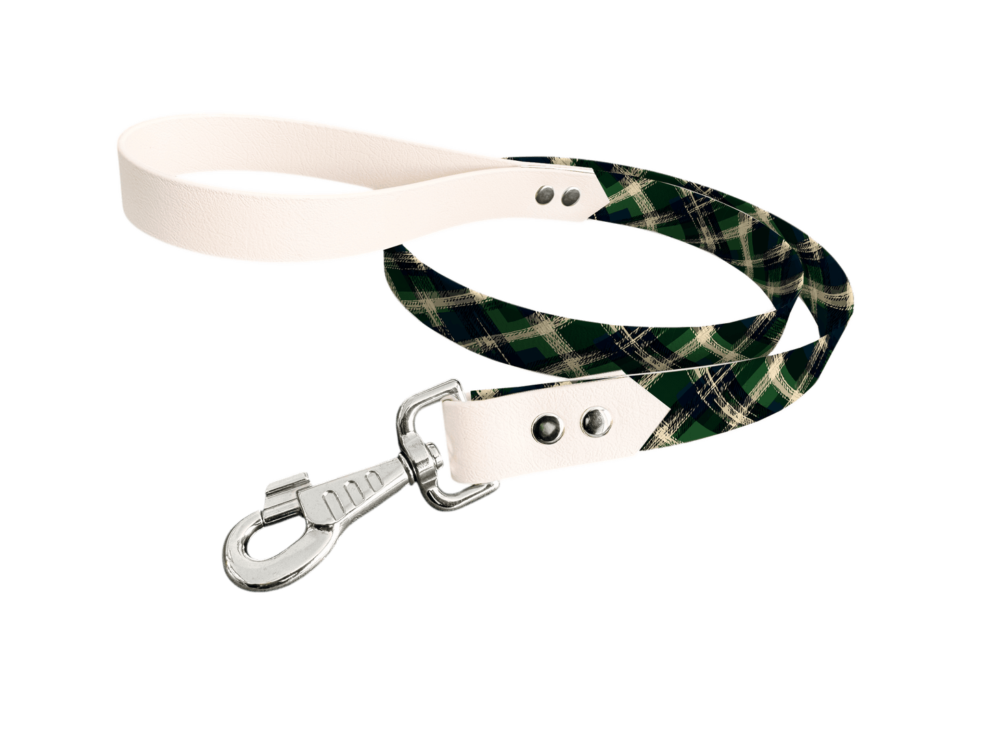 L'atelier du Fourmilier Laisse bicolore longe imprimée 386 / 19mm Laisse bicolore en BioThane® avec longe imprimée – Collection Tartan- Coloris au choix