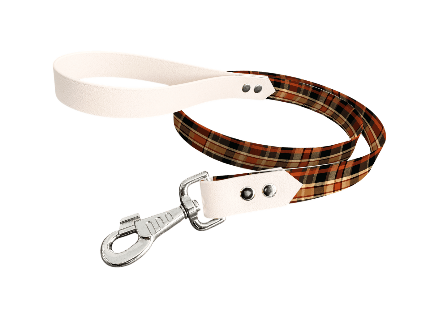 L'atelier du Fourmilier Laisse bicolore longe imprimée 389 / 19mm Laisse bicolore en BioThane® avec longe imprimée – Collection Tartan- Coloris au choix
