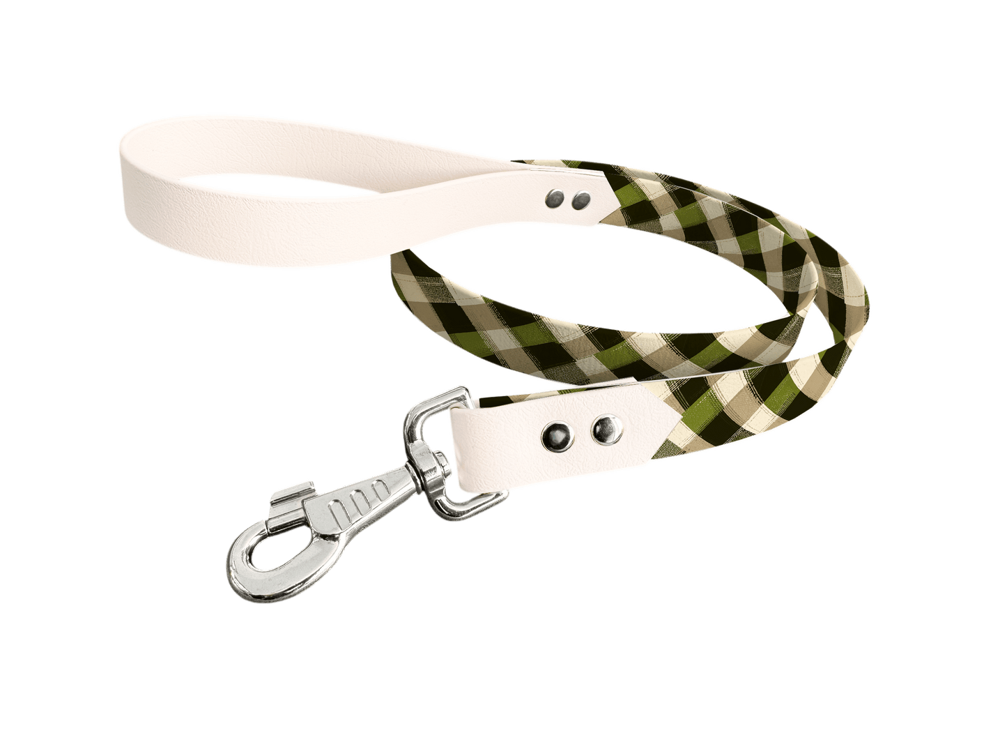 L'atelier du Fourmilier Laisse bicolore longe imprimée 390 / 19mm Laisse bicolore en BioThane® avec longe imprimée – Collection Tartan- Coloris au choix