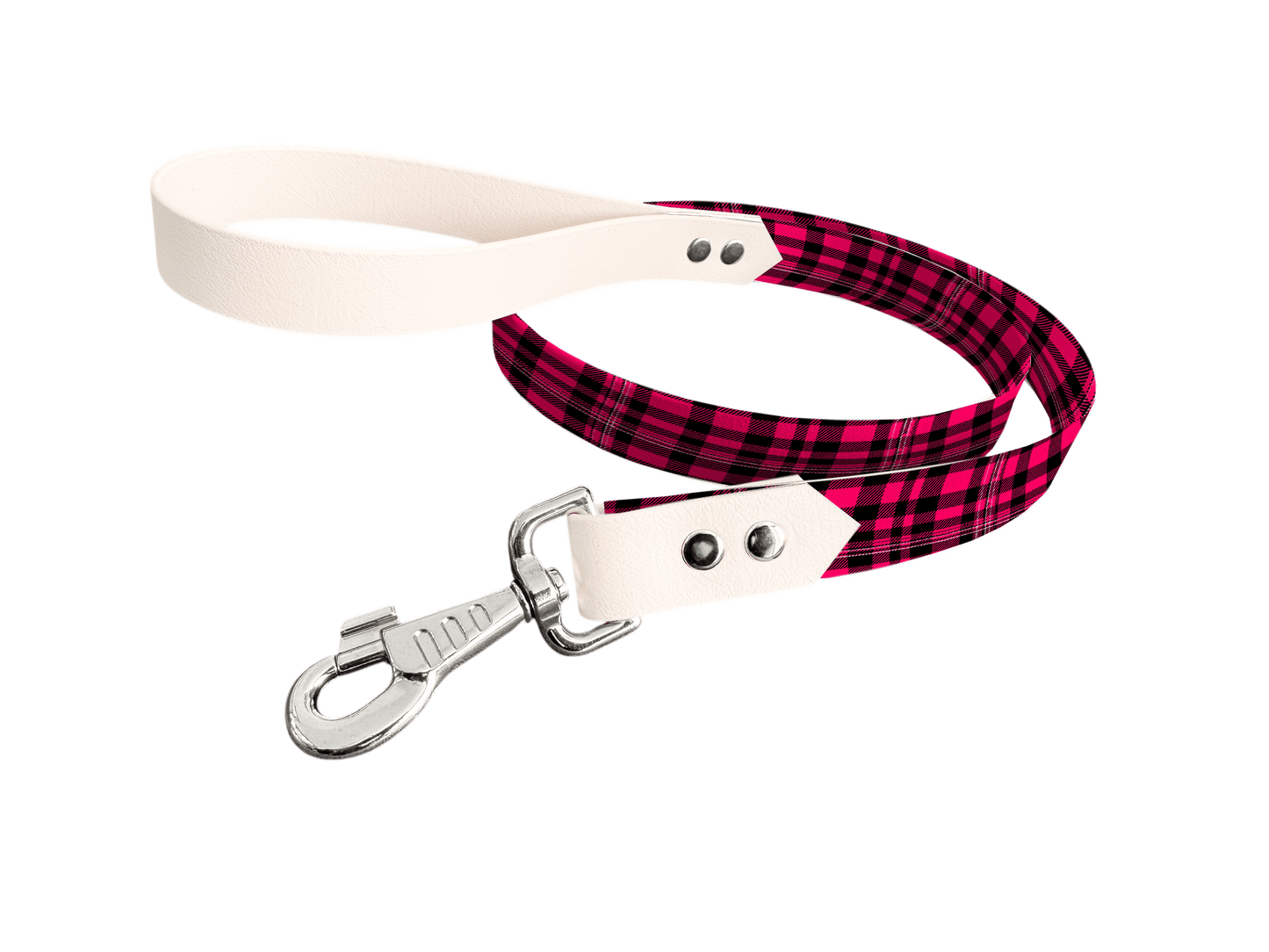 L'atelier du Fourmilier Laisse bicolore longe imprimée 392 / 19mm Laisse bicolore en BioThane® avec longe imprimée – Collection Tartan- Coloris au choix