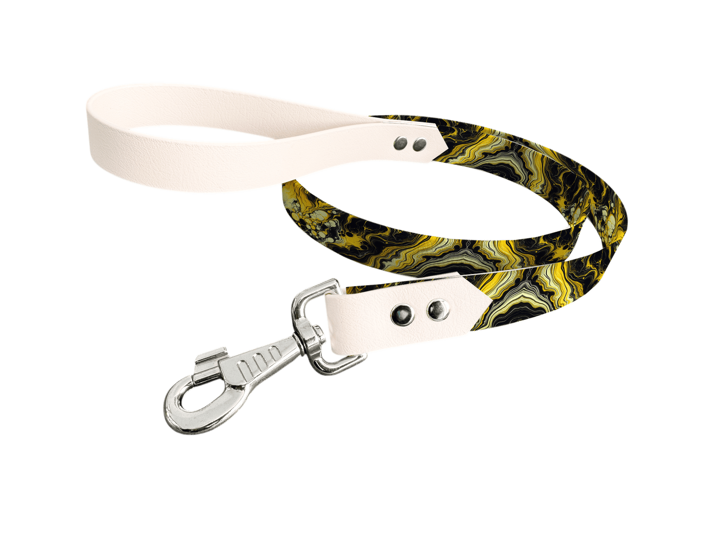 L'atelier du Fourmilier Laisse bicolore longe imprimée 4 / 19mm Laisse bicolore en BioThane® avec longe imprimée – Collection Abstrait - Coloris au choix