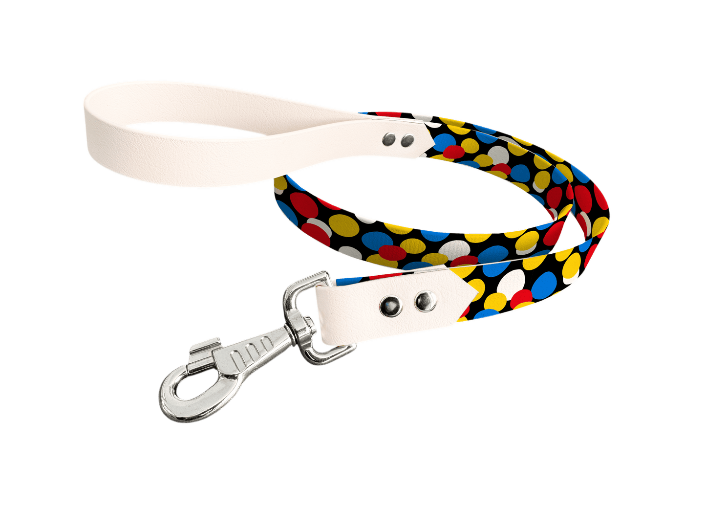 L'atelier du Fourmilier Laisse bicolore longe imprimée 407 / 19mm Laisse bicolore en BioThane® avec longe imprimée – Collection Pop Art- Coloris au choix