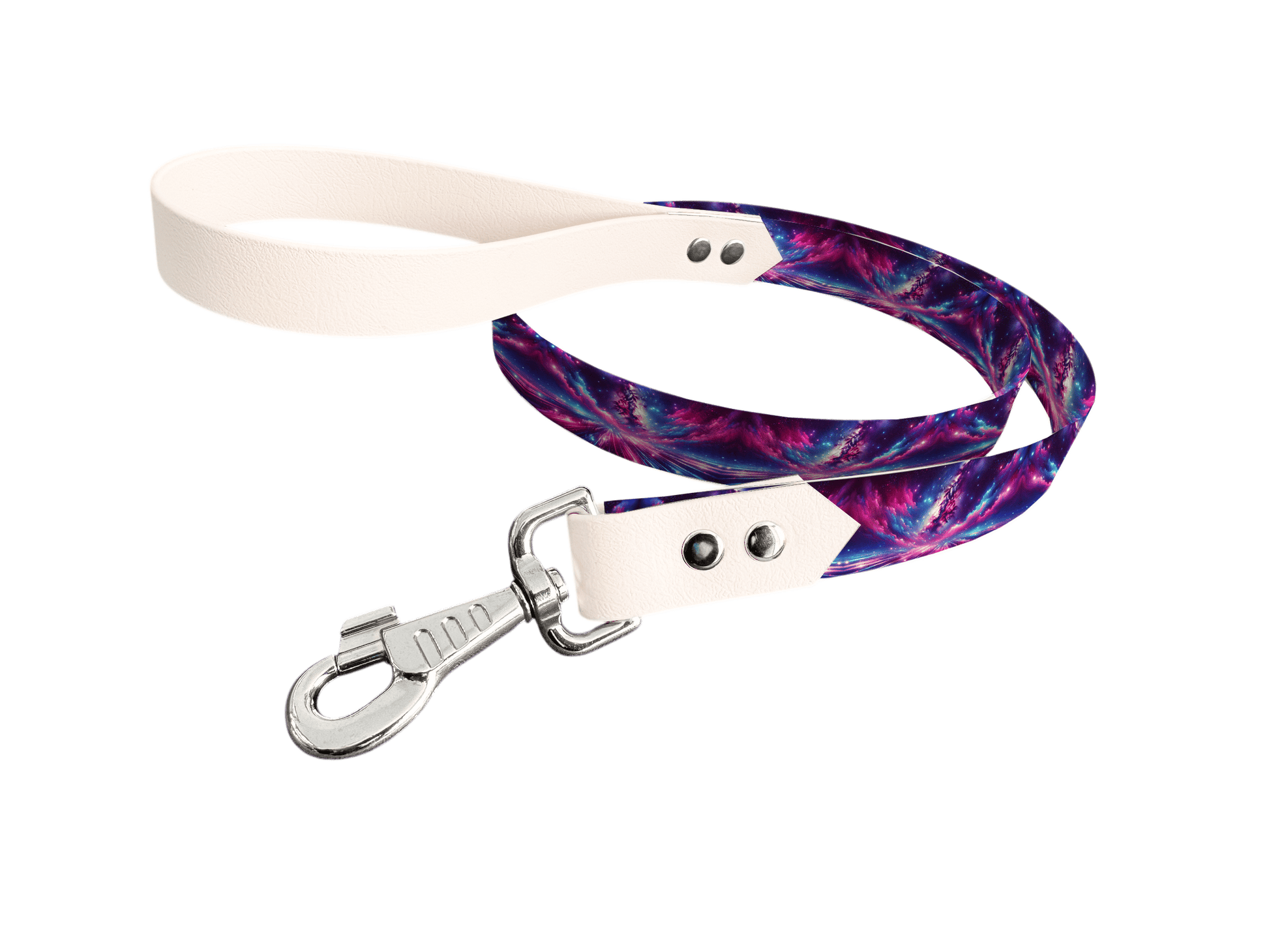 L'atelier du Fourmilier Laisse bicolore longe imprimée 43 / 19mm Laisse bicolore en BioThane® avec longe imprimée – Collection Galaxie- Coloris au choix