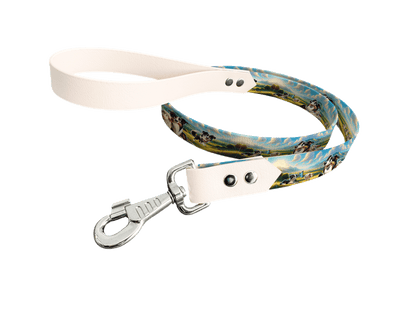 L'atelier du Fourmilier Laisse bicolore longe imprimée 44 / 19mm Laisse bicolore en BioThane® avec longe imprimée – Collection Chiens- Coloris au choix