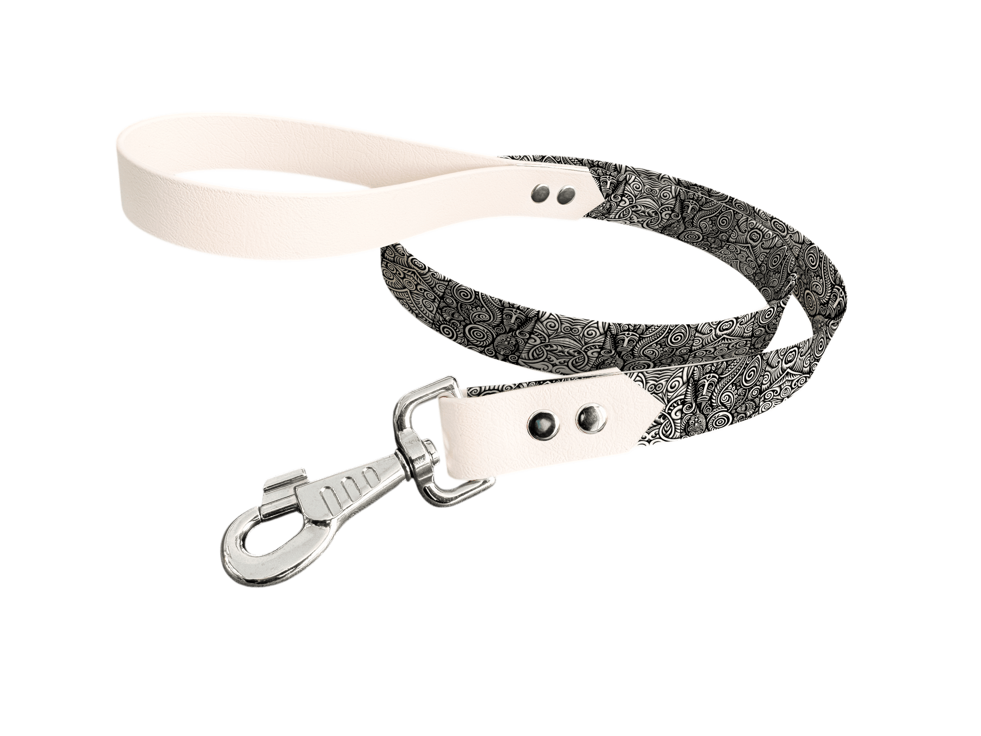L'atelier du Fourmilier Laisse bicolore longe imprimée 47 / 19mm Laisse bicolore en BioThane® avec longe imprimée – Collection Tribal - Coloris au choix