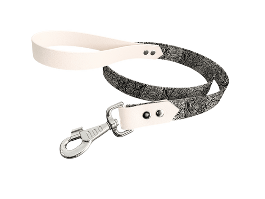 L'atelier du Fourmilier Laisse bicolore longe imprimée 47 / 19mm Laisse bicolore en BioThane® avec longe imprimée – Collection Tribal - Coloris au choix