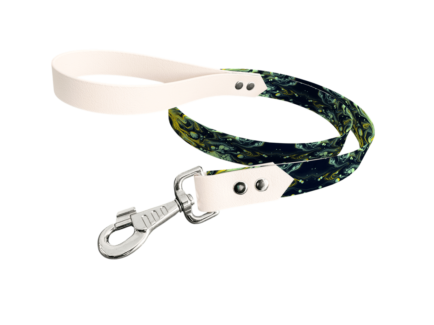 L'atelier du Fourmilier Laisse bicolore longe imprimée 5 / 19mm Laisse bicolore en BioThane® avec longe imprimée – Collection Abstrait - Coloris au choix