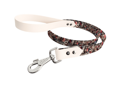 L'atelier du Fourmilier Laisse bicolore longe imprimée 51 / 19mm Laisse bicolore en BioThane® avec longe imprimée – Collection Chiens- Coloris au choix