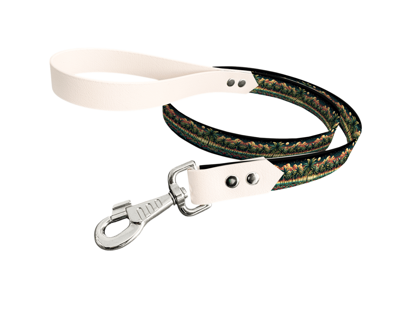 L'atelier du Fourmilier Laisse bicolore longe imprimée 52 / 19mm Laisse bicolore en BioThane® avec longe imprimée – Collection Paysages- Coloris au choix