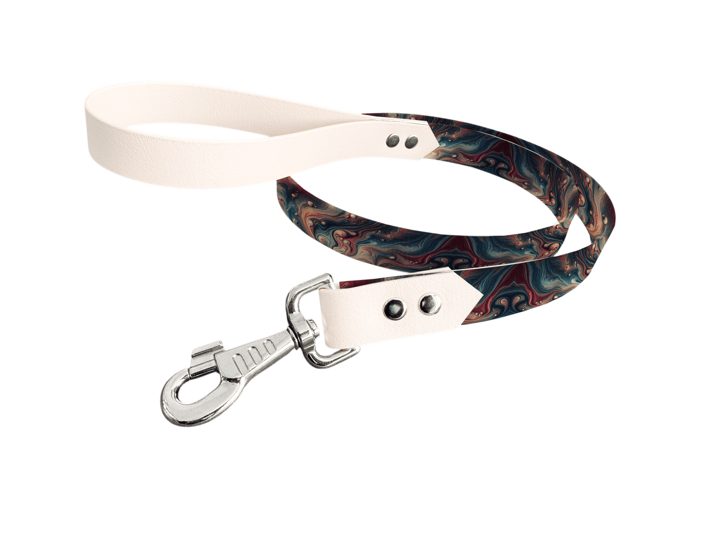 L'atelier du Fourmilier Laisse bicolore longe imprimée 6 / 19mm Laisse bicolore en BioThane® avec longe imprimée – Collection Abstrait - Coloris au choix