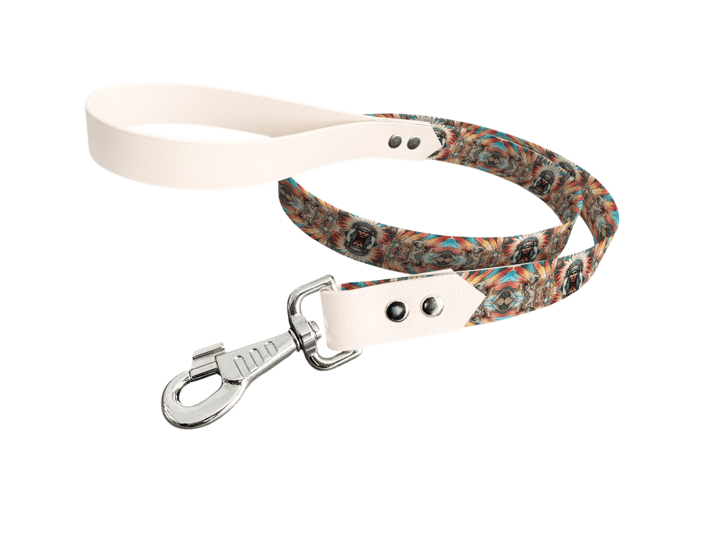 L'atelier du Fourmilier Laisse bicolore longe imprimée 61 / 19mm Laisse bicolore en BioThane® avec longe imprimée – Collection Tribal - Coloris au choix