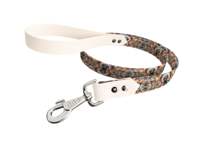 L'atelier du Fourmilier Laisse bicolore longe imprimée 61 / 19mm Laisse bicolore en BioThane® avec longe imprimée – Collection Tribal - Coloris au choix