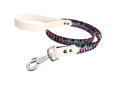 L'atelier du Fourmilier Laisse bicolore longe imprimée 62 / 19mm Laisse bicolore en BioThane® avec longe imprimée – Collection Chiens- Coloris au choix