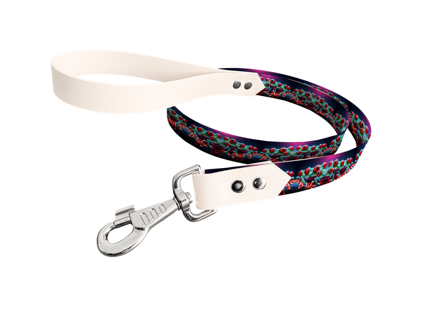 L'atelier du Fourmilier Laisse bicolore longe imprimée 63 / 19mm Laisse bicolore en BioThane® avec longe imprimée – Collection Animaux sauvages- Coloris au choix