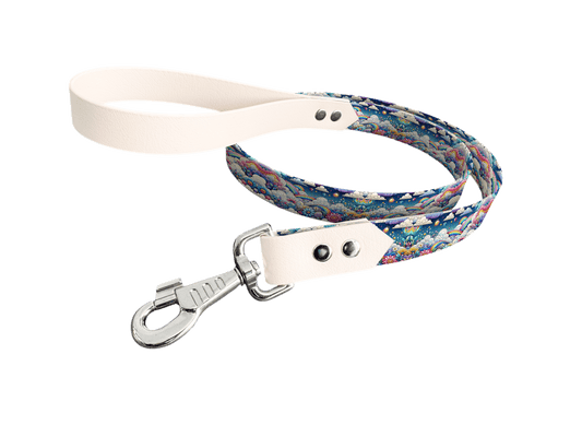 L'atelier du Fourmilier Laisse bicolore longe imprimée 69 / 19mm Laisse bicolore en BioThane® avec longe imprimée – Collection Nuages - Coloris au choix