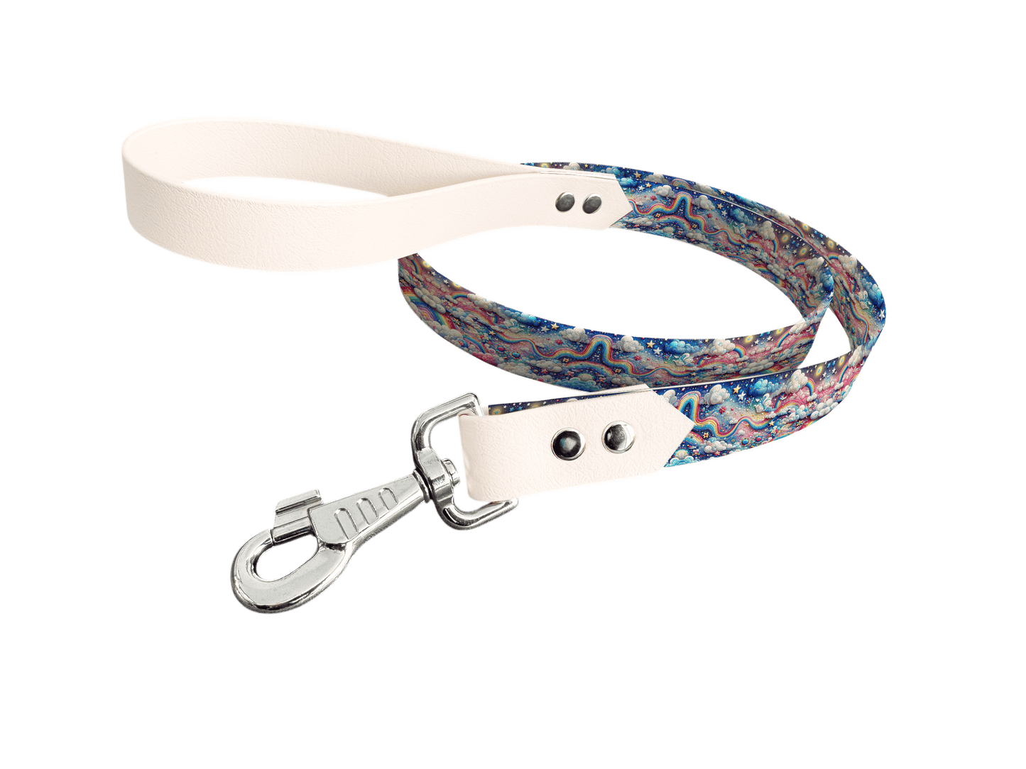 L'atelier du Fourmilier Laisse bicolore longe imprimée 71 / 19mm Laisse bicolore en BioThane® avec longe imprimée – Collection Nuages - Coloris au choix