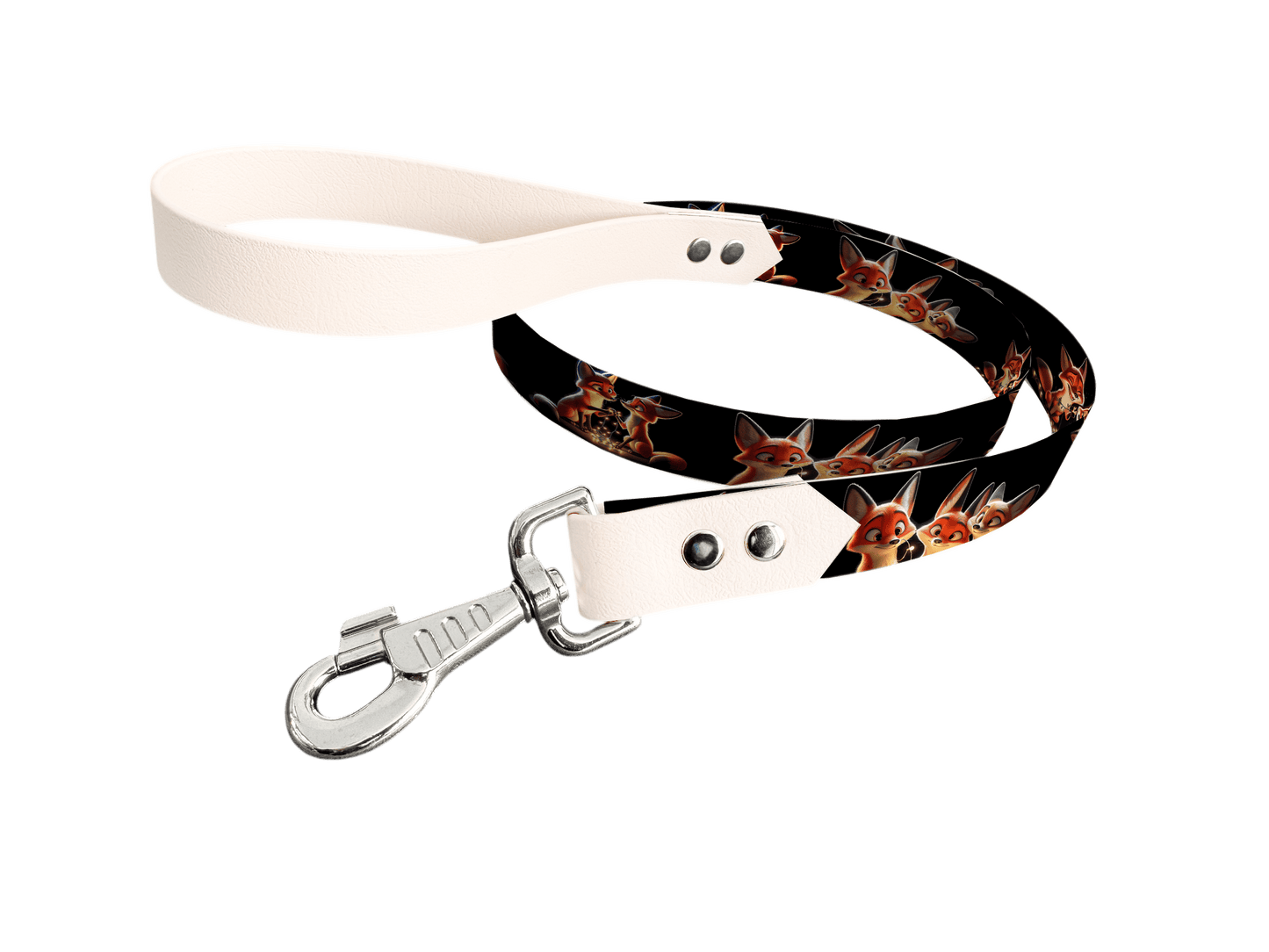 L'atelier du Fourmilier Laisse bicolore longe imprimée 74 / 19mm Laisse bicolore en BioThane® avec longe imprimée – Collection Animaux pop/Kawaii - Coloris au choix