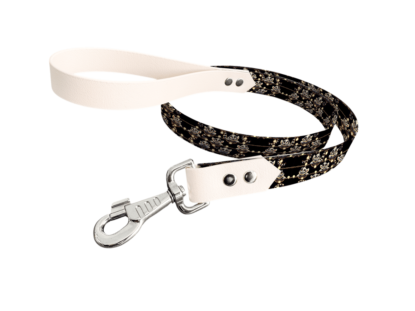 L'atelier du Fourmilier Laisse bicolore longe imprimée 75 / 19mm Laisse bicolore en BioThane® avec longe imprimée – Collection Animaux pop/Kawaii - Coloris au choix