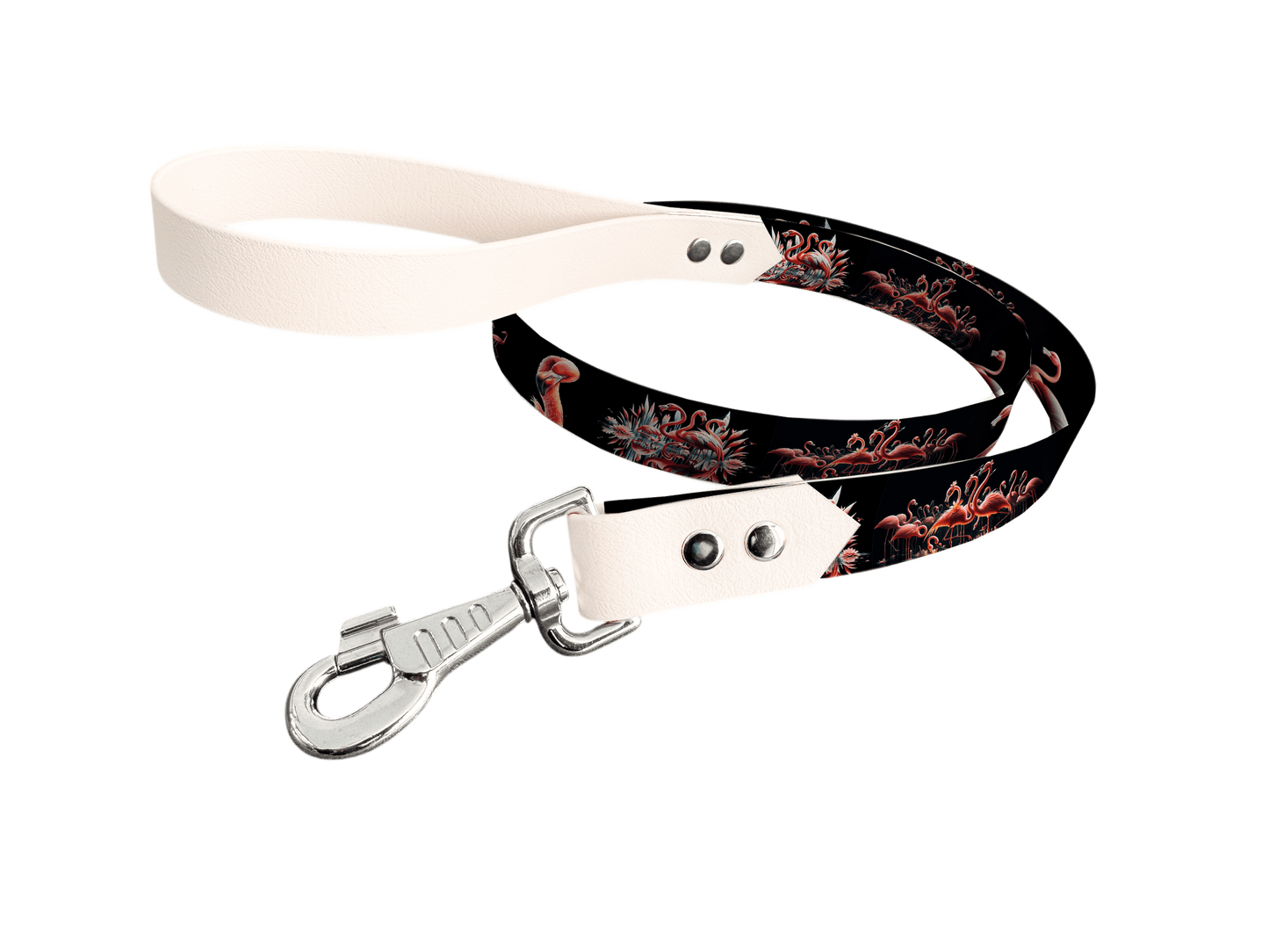 L'atelier du Fourmilier Laisse bicolore longe imprimée 77 / 19mm Laisse bicolore en BioThane® avec longe imprimée – Collection Animaux sauvages- Coloris au choix