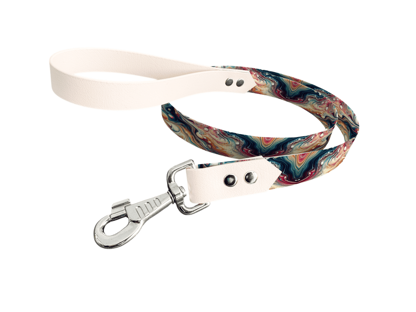 L'atelier du Fourmilier Laisse bicolore longe imprimée 8 / 19mm Laisse bicolore en BioThane® avec longe imprimée – Collection Abstrait - Coloris au choix