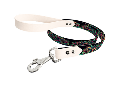 L'atelier du Fourmilier Laisse bicolore longe imprimée 80 / 19mm Laisse bicolore en BioThane® avec longe imprimée – Collection Tribal - Coloris au choix