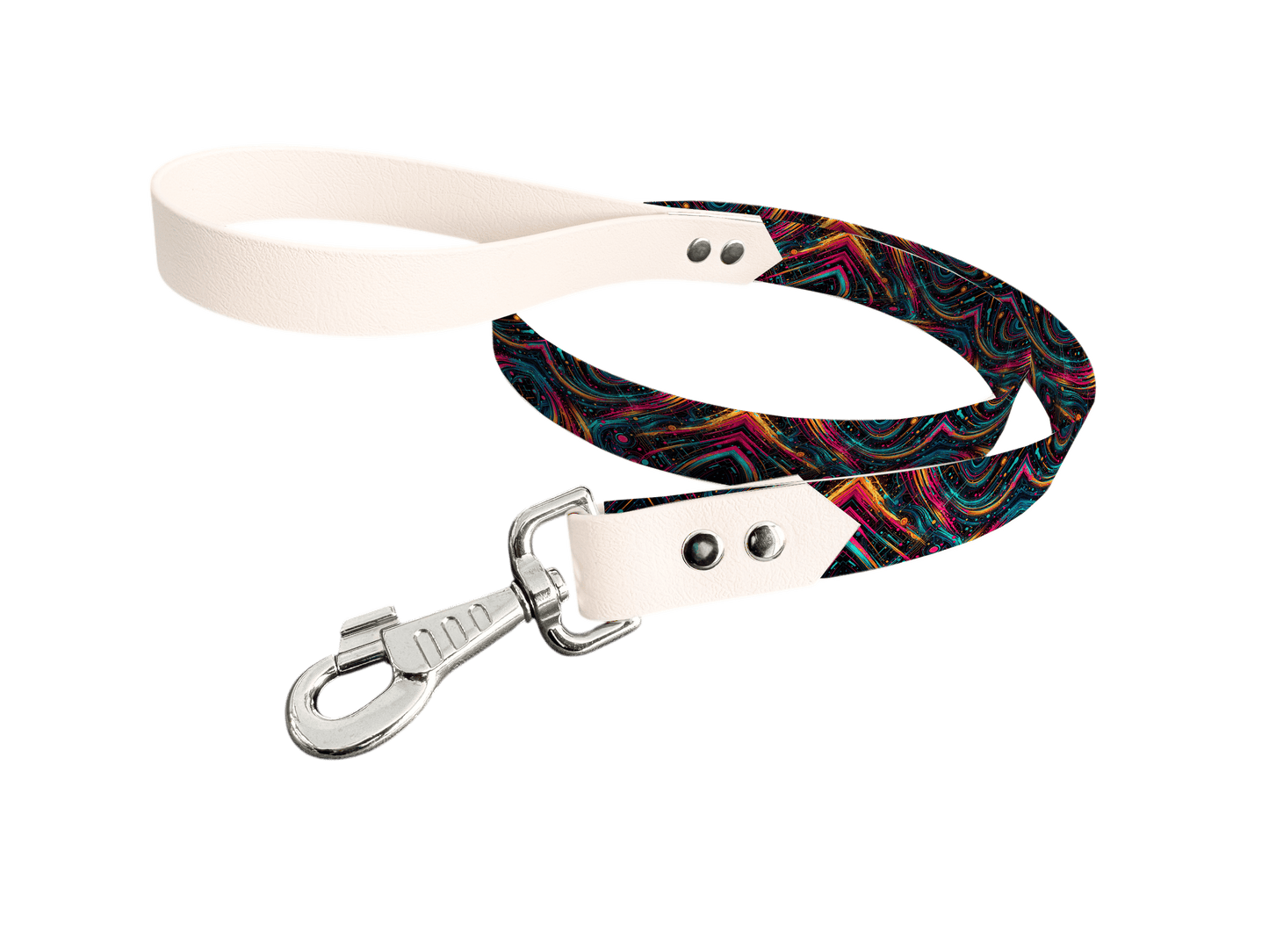 L'atelier du Fourmilier Laisse bicolore longe imprimée 82 / 19mm Laisse bicolore en BioThane® avec longe imprimée – Collection Abstrait - Coloris au choix