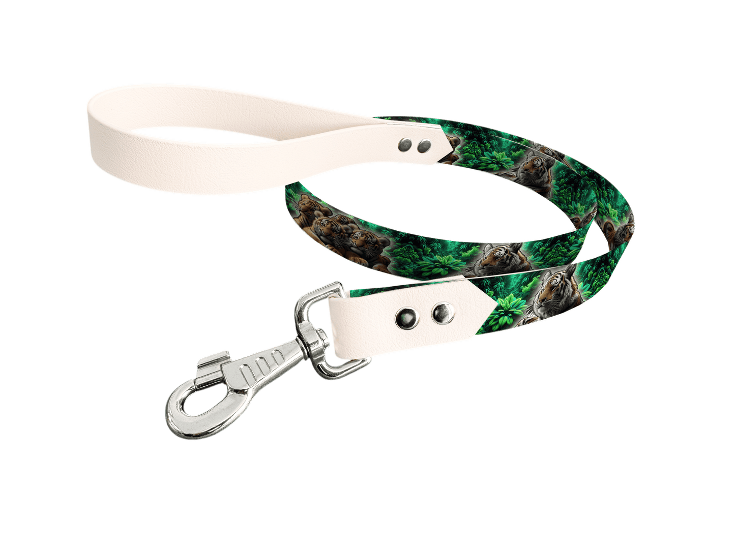 L'atelier du Fourmilier Laisse bicolore longe imprimée 85 / 19mm Laisse bicolore en BioThane® avec longe imprimée – Collection Animaux sauvages- Coloris au choix