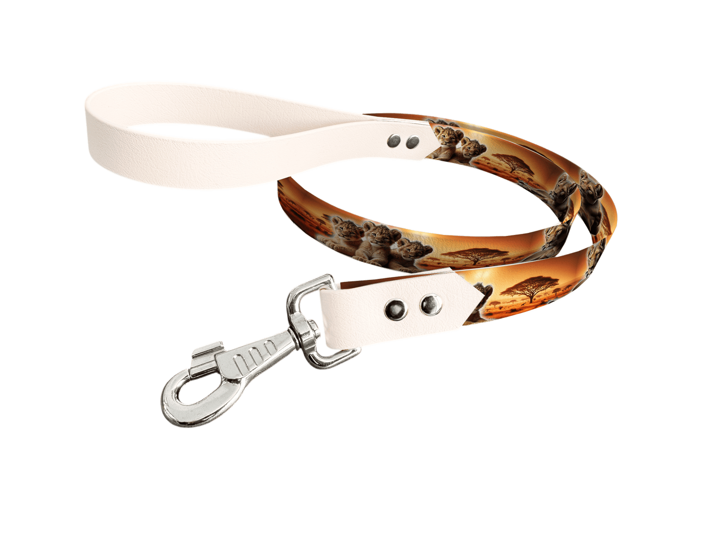 L'atelier du Fourmilier Laisse bicolore longe imprimée 86 / 19mm Laisse bicolore en BioThane® avec longe imprimée – Collection Animaux sauvages- Coloris au choix